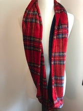Load image into Gallery viewer, 5 - Minky Scarf - Red Plaid - Longer  Infinity
