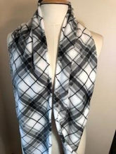 Load image into Gallery viewer, 5 - Minky Scarf -Diagonal Grey Plaid - Longer Infinity