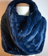 Load image into Gallery viewer, 5 - Minky Scarf- Navy Hide - Infinity