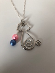 1.3 - Pearl Pendant - Kitty Pendant - Pink and Blue Akoya Pearls
