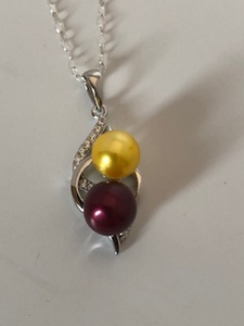 1.3 - Pearl Pendant - Double Pearl with rhinestones