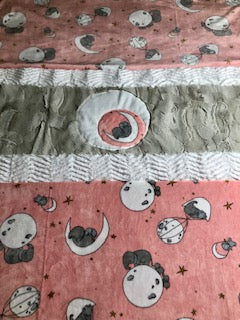 6 - Minky Blanket - Elephants on the Moon Strip