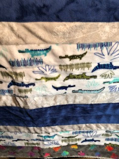 6 - Minky Blanket - Strip Quilt Alligator