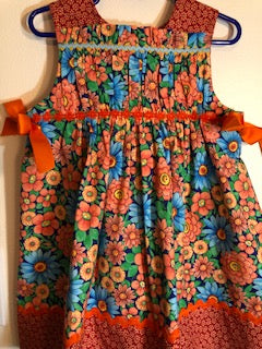 3 - Dress - Children Size - Spring Charm - Orange Sunflowers