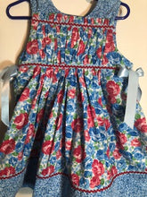 Load image into Gallery viewer, 3 - Dress - Children Size - Spring Charm - Red Roses on Blue