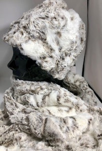 4.5 - Minky  Hat and Scarf Set - Snowy Owl Pewter
