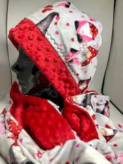 4.5 - Minky  Hat and Scarf Set - Valentine Gnome