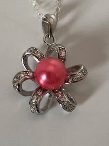 1.3 - Pearl Pendant - Flower Design - Pink Pearl