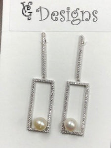 1 - Pearl Earrings - Rectangle