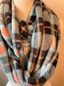 5 - Minky Scarf - Teal Plaid- Longer Infinity