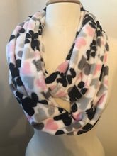 Load image into Gallery viewer, 5 - Minky Scarf -Paws and Pink Hearts - Longer Infinity