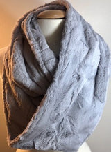 Load image into Gallery viewer, 5 - Minky Infinity scarf- Silver Hide