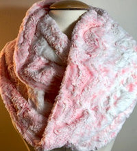 Load image into Gallery viewer, 5 - Minky Scarf- Snowy Owl Coral - Infinity