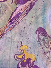 Load image into Gallery viewer, Silk Scarf - Water Marbling - Blue &amp; Purple Swirls