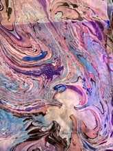 Load image into Gallery viewer, Silk Scarf - Water Marbling - Purple Splash