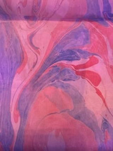 Silk Scarf - Water Marbling - Red, White & Blue