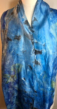 Load image into Gallery viewer, Silk Scarf - Water Marbling - Night Air