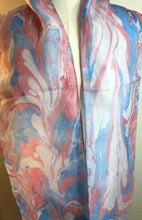 Load image into Gallery viewer, Silk Scarf - Water Marbling - Red, White &amp; Blue
