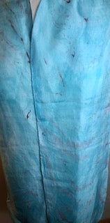 Silk Scarf - Water Marbling - Turquoise Combed